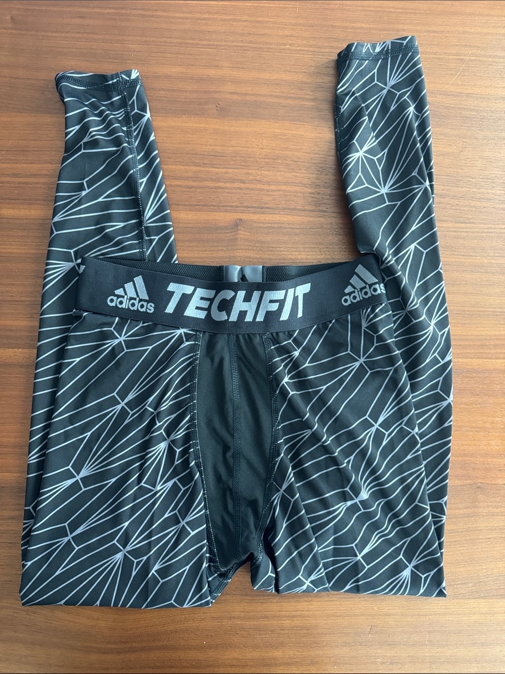 adidas Techfit Black Boxer Briefs with Gray Graphic Lines